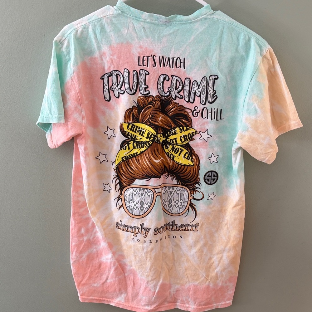 Simply Southern True Crime and Chill Tie-Dye T-Shirt Medium